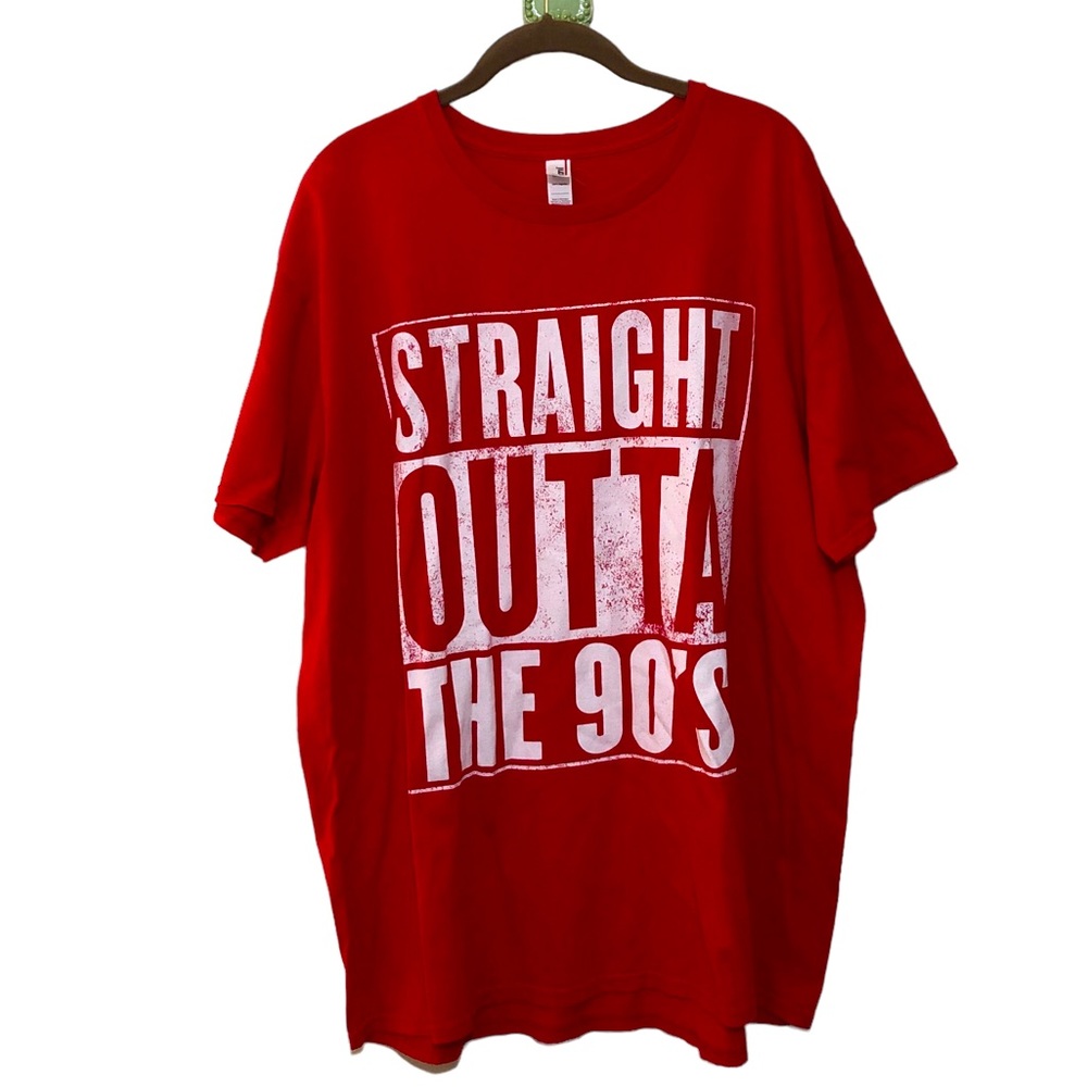Straight Outta The 90s Graphic Tee Red Music Lover Cotton 2XL